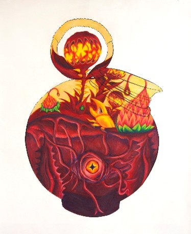 Mars Mojia, Florana Mars Mojica, Florana, 2025, color pencils and ink.