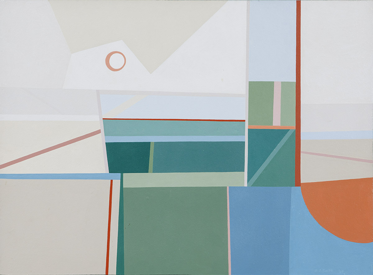 An ArtFull Decade Geometric shapes in muted colors form a landscape image in B.J. Smith's