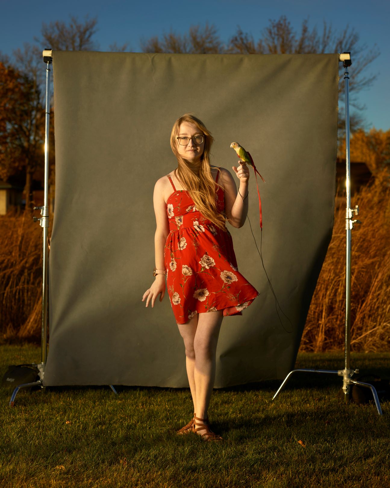 R. J. Kern girl poses with bird